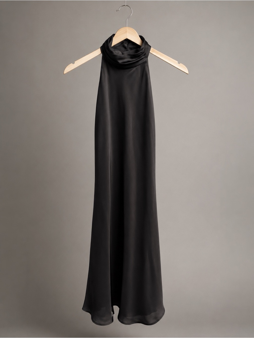 MISHA Black Satin Halter Mini Dress w/ Oversized Removable Bow – Size S / EU 3